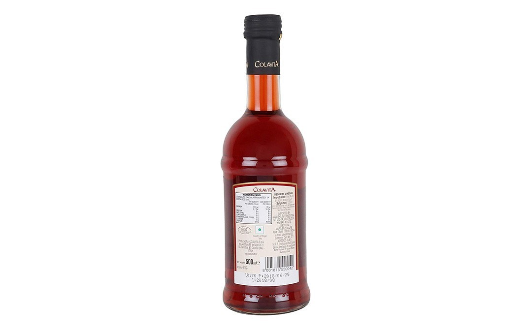 Colavita Red Wine Vinegar    Glass Bottle  500 millilitre